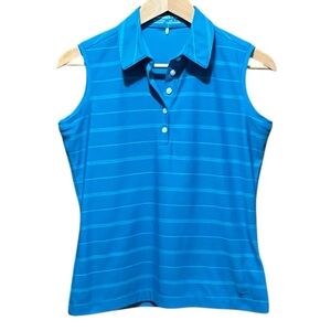 Nike Dri Fit Blue White Striped Golf Polo Tank Top Size Small